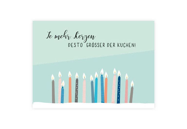 Postkarte Je mehr Kerzen | Geburtstag | Pappkarte