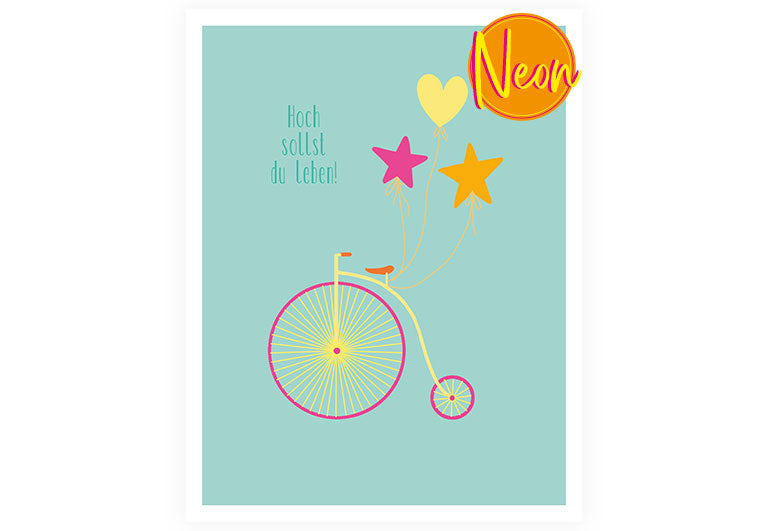 Hochrad | AuriCard | Neon Postkarte