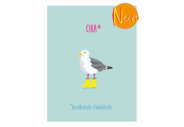 Oha Möwe | AuriCard | Neon Postkarte