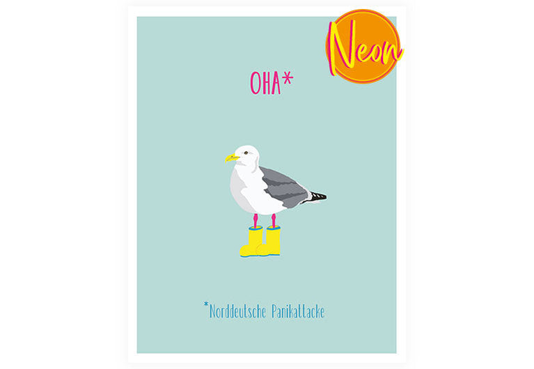 Oha Möwe | AuriCard | Neon Postkarte