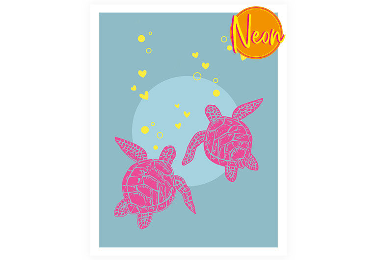 Schildkröten | AuriCard | Neon Postkarte