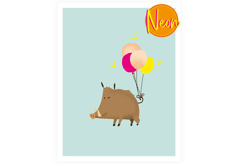 Wildschwein | AuriCard | Neon Postkarte