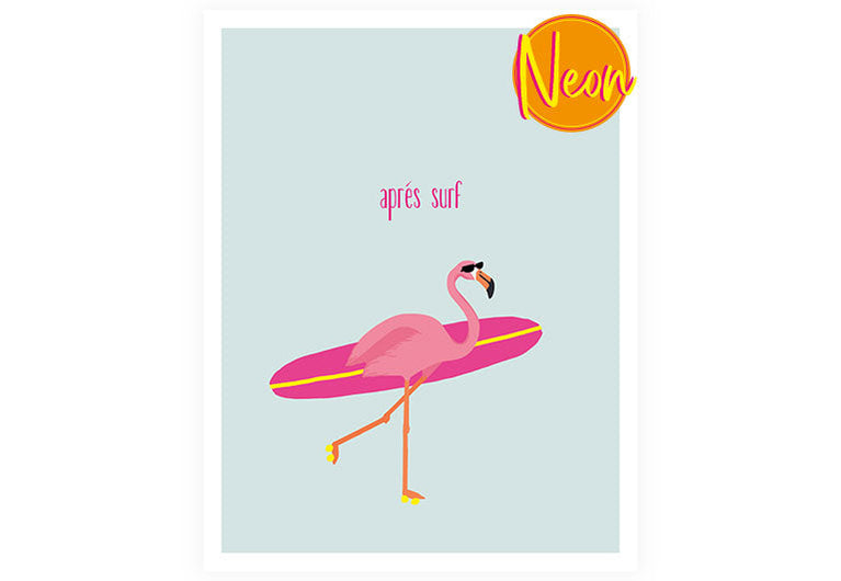 Flamingo après surf | AuriCard | Neon Postkarte