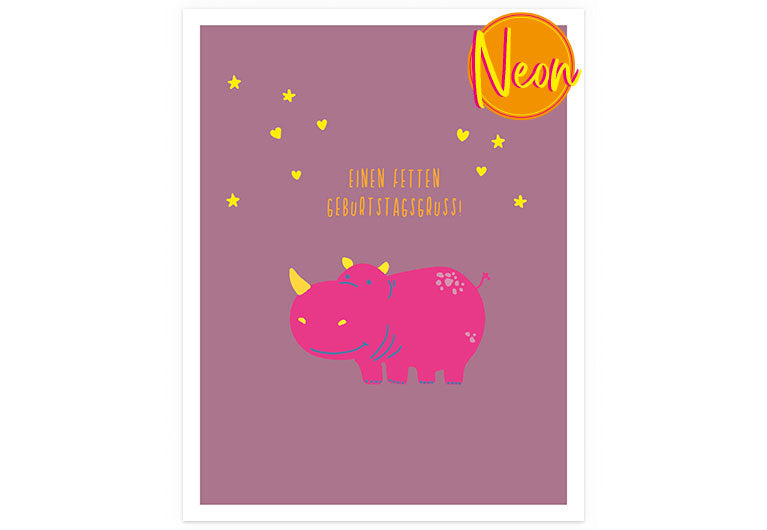 Fetter Geburtstagsgruss | AuriCard | Neon Postkarte