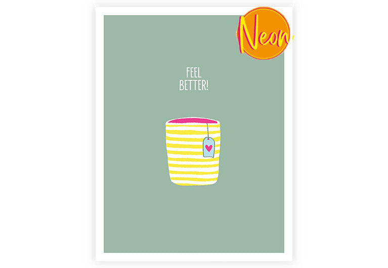 Feel better | AuriCard | Neon Postkarte | Motivation | Gute Besserung