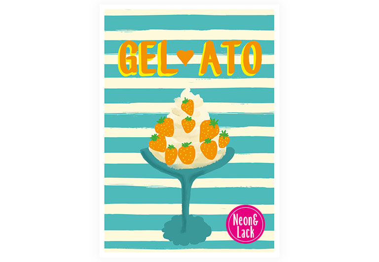 Gelato | Neon Postkarte | Motivation | Gruß