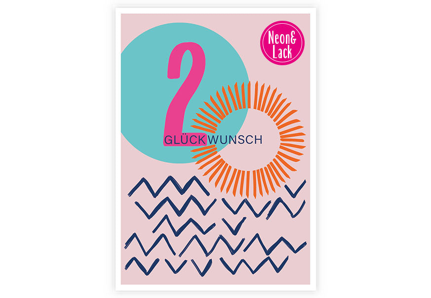 Zwanzig | Neon Postkarte | Geburtstag