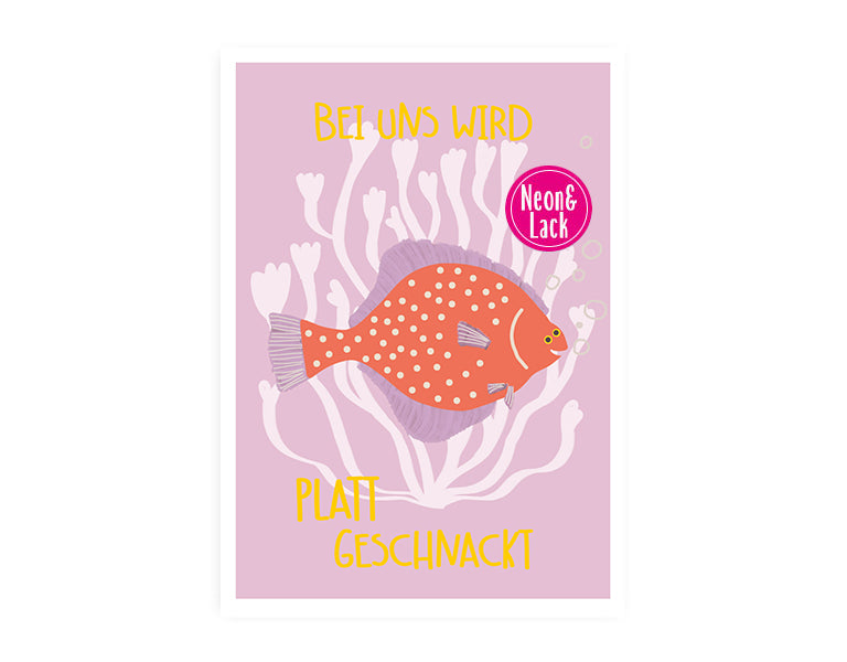Platt geschnackt | Neon Postkarte | Humor