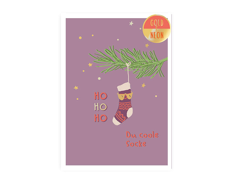 Coole Socke | Neon Postkarte | Weihnachten