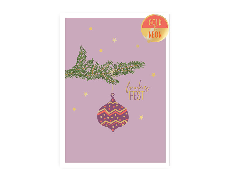 Christbaumkugel frohes Fest | Neon Postkarte | Weihnachten