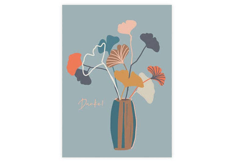 Postkarte Ginkgo | Danke | Pappkarte