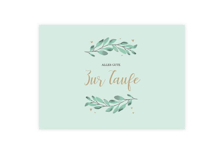 Postkarte Taufe Blätter | Pappkarte