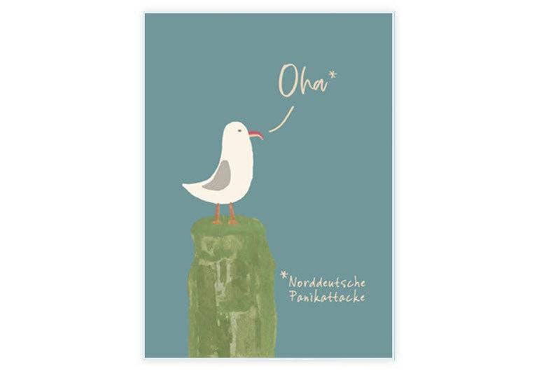Postkarte Möwe Oha | Küste | Humor | Pappkarte
