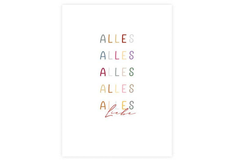 Postkarte Alles Liebe | Gruß | Pappkarte