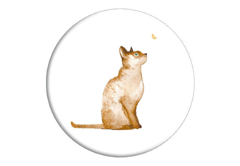 Katze Schmetterling | Magnet rund