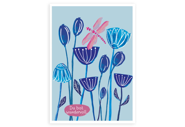 Gänseblümchen Blaue Blumen | Postkarte