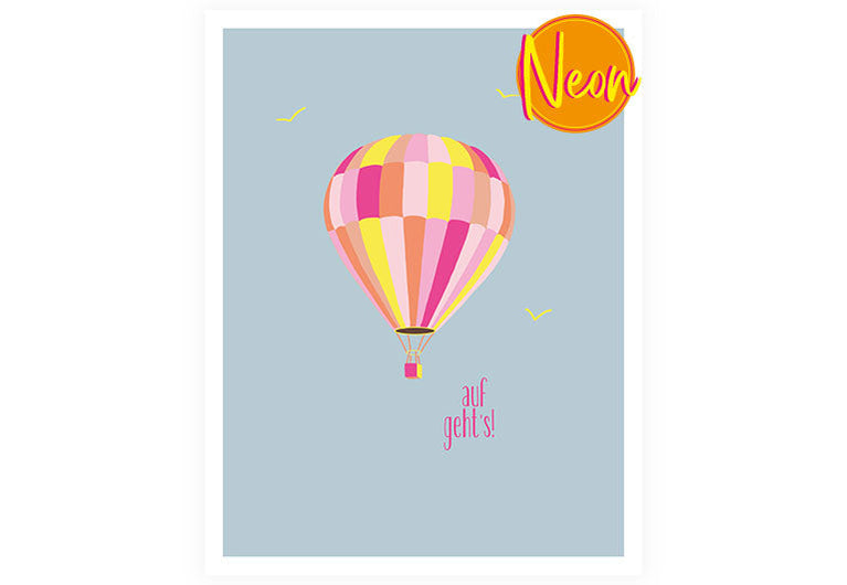 Heißluftballon | AuriCard | Neon Postkarte
