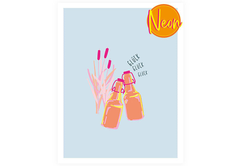 Bier Glück | AuriCard | Neon Postkarte