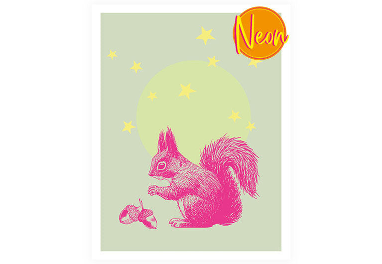 Eichhörnchen | AuriCard | Neon Postkarte
