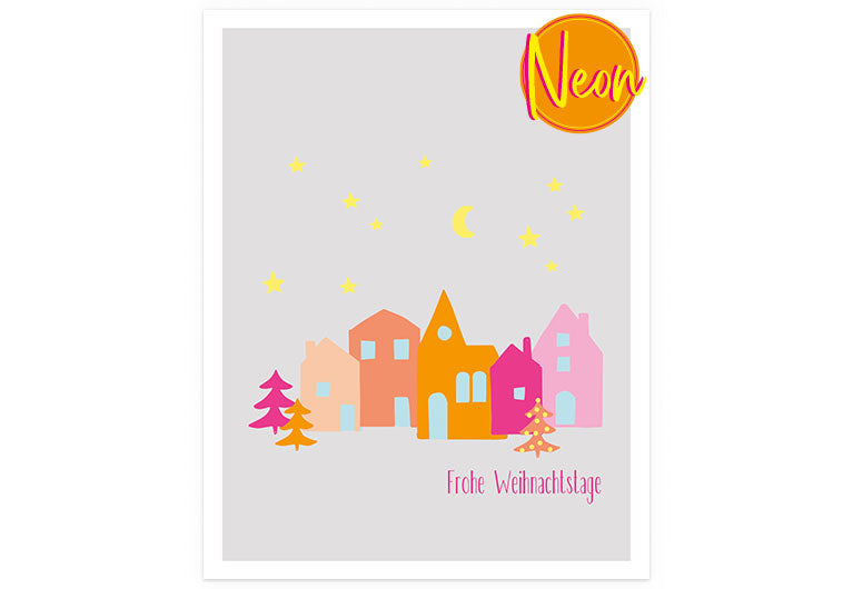 X Weihnachtsdorf | AuriCard | Weihnachten | Neon Postkarte