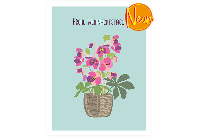 X Christrose | AuriCard | Weihnachten | Neon Postkarte