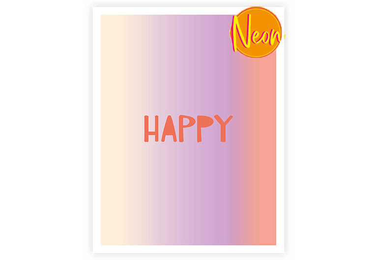Happy | AuriCard | Neon Postkarte | Motivation | Freundschaft | Glück