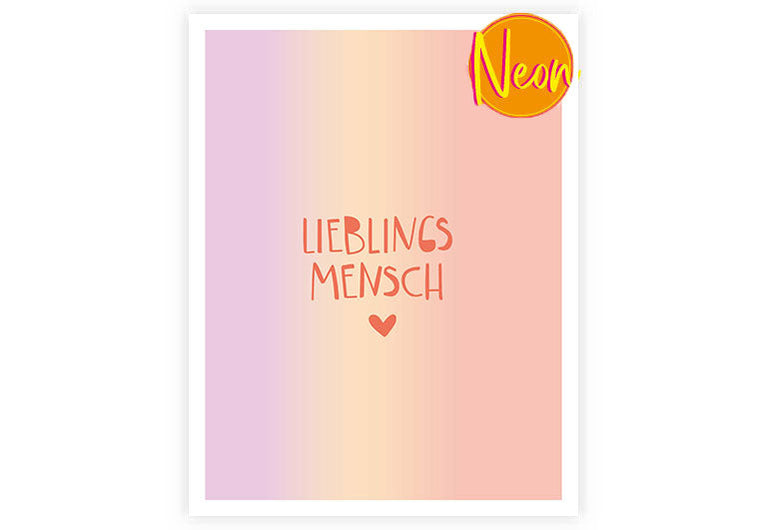Lieblingsmensch | AuriCard | Neon Postkarte | Freundschaft | Liebe