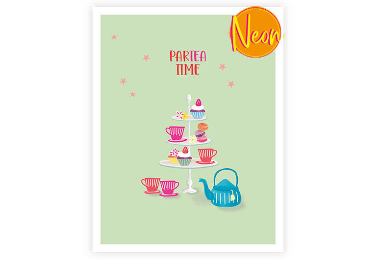 Partea Time | AuriCard | Neon Postkarte | Freundschaft | Party | Feiern