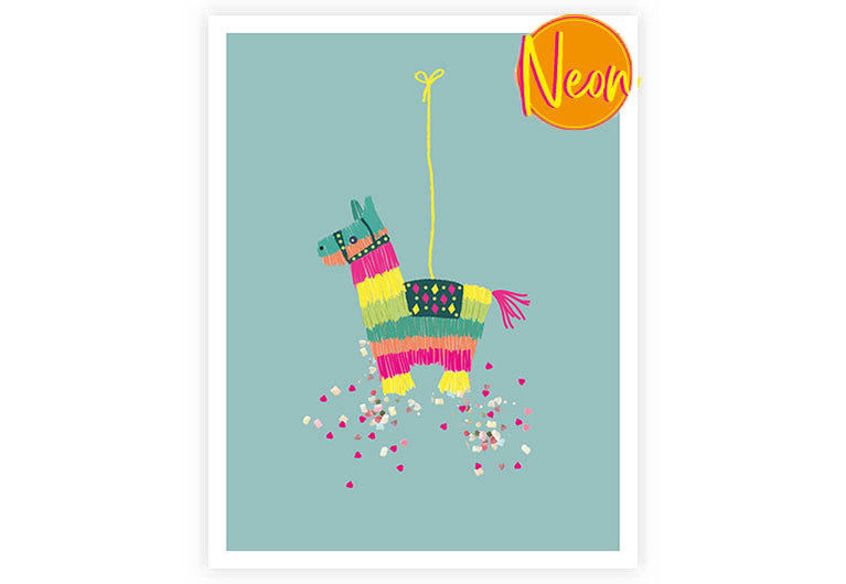 Piñata | AuriCard | Neon Postkarte | Geburtstag