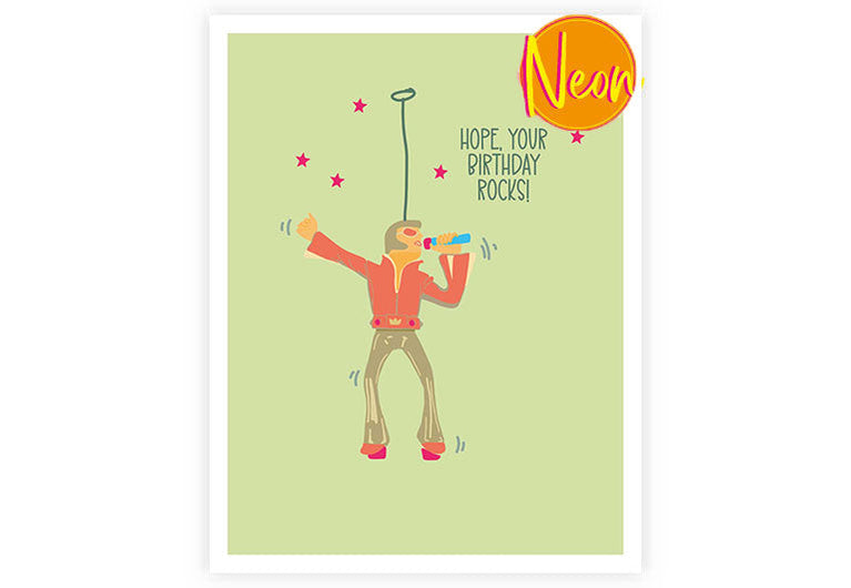 Birthday rocks | AuriCard | Neon Postkarte | Geburtstag