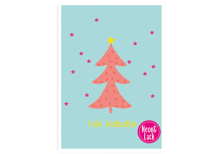 X Tanne | Neon Postkarte Weihnachten