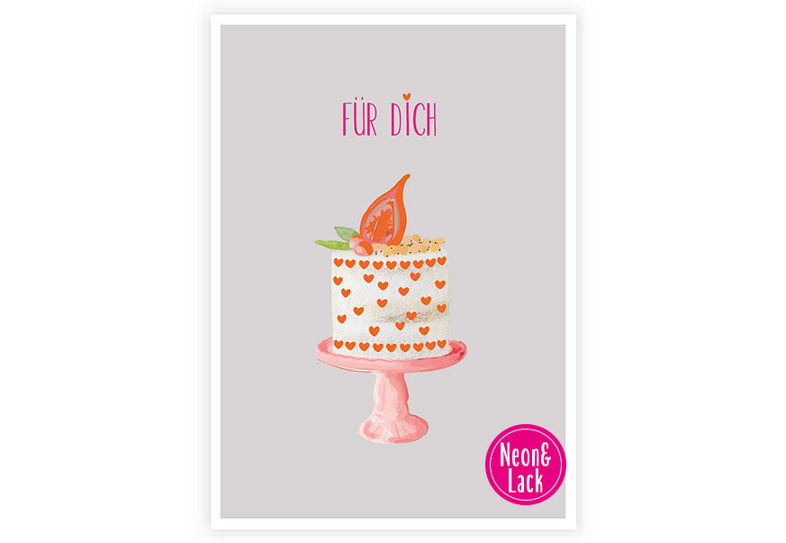 Für Dich Torte | Neon Postkarte | Geburtstag