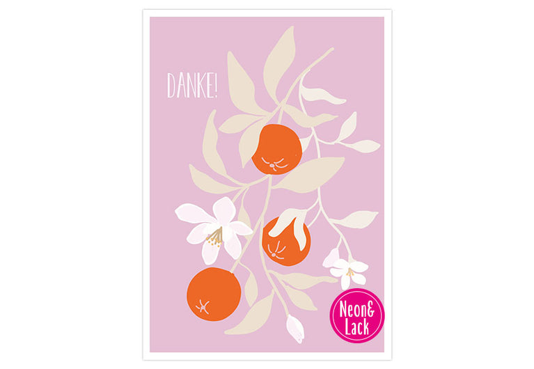 Danke Orangen | Neon Postkarte