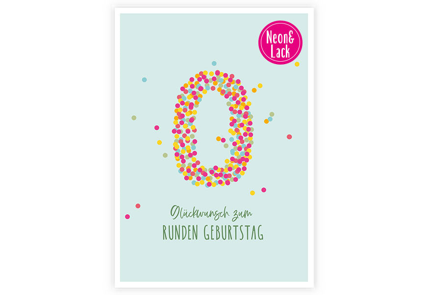 Runder Geburtstag | Neon Postkarte