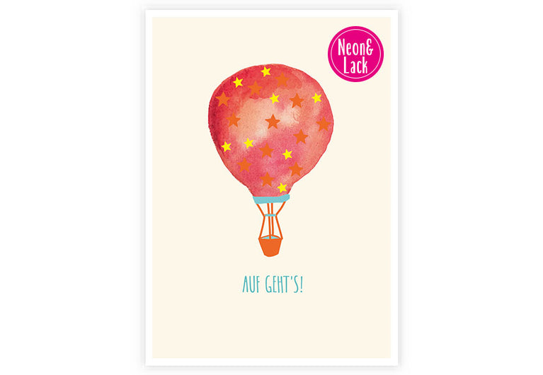 Heißluftballon | Neon Postkarte | Motivation