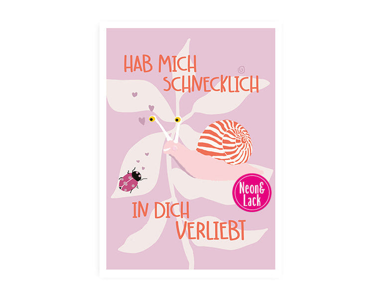 Schnecklich verliebt | Neon Postkarte | Liebe