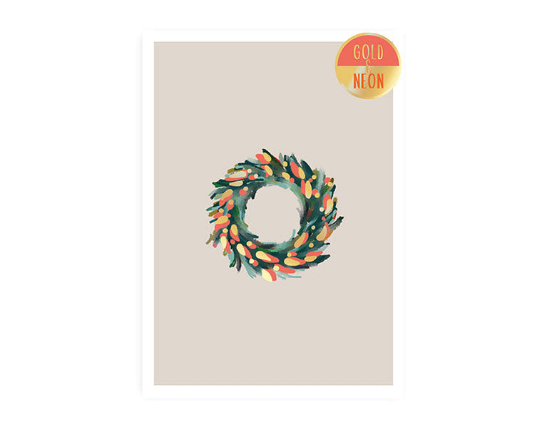 Kranz | Neon Postkarte | Weihnachten