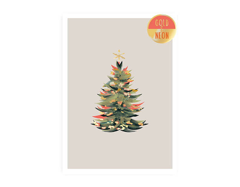 Baum | Neon Postkarte | Weihnachten