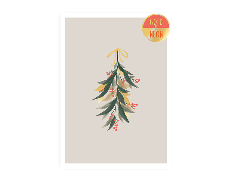 Zweig | Neon Postkarte | Weihnachten
