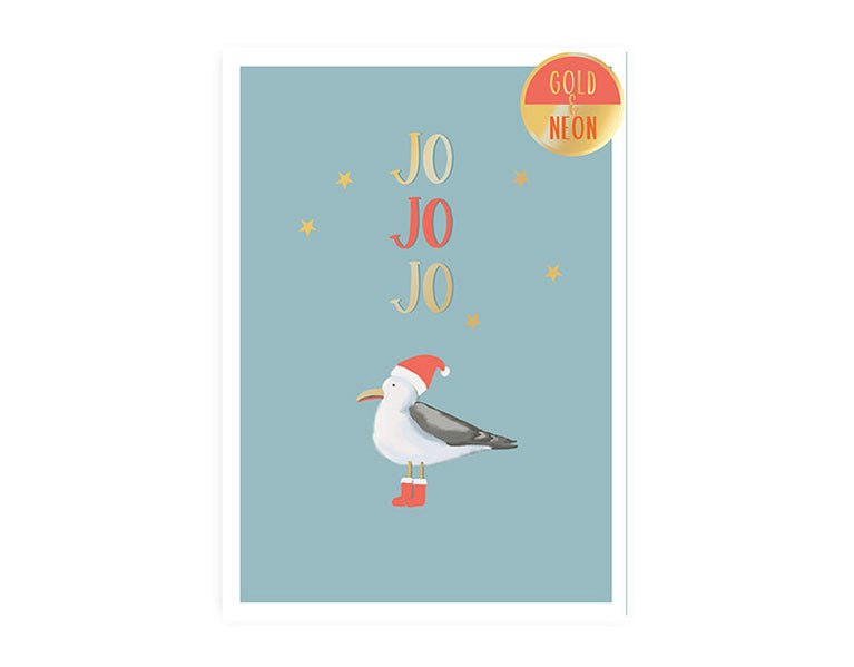 Möwe Jo Jo Jo | Neon Postkarte | Weihnachten