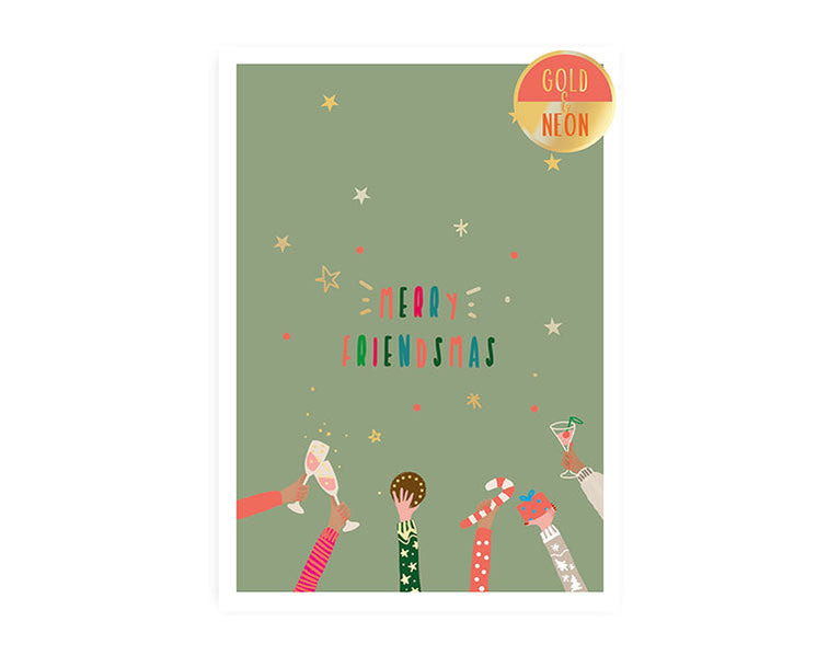 Merry Friendsmas | Neon Postkarte | Weihnachten