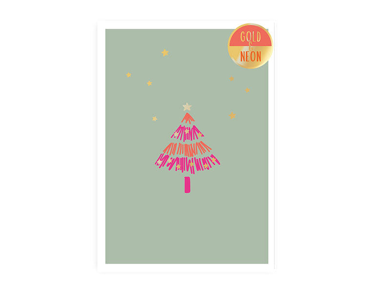 Kritzeltanne | Neon Postkarte | Weihnachten