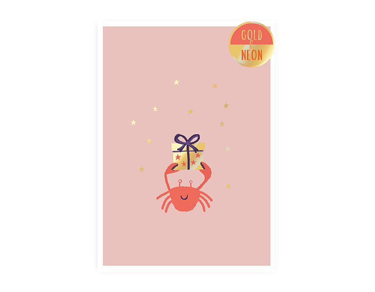 Krabbe Geschenk | Neon Postkarte | Weihnachten