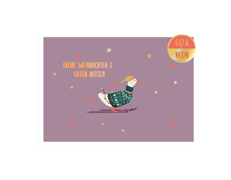 Gans Frohe Weihnachten | Neon Postkarte | Weihnachten