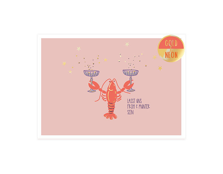 Hummer froh und munter | Neon Postkarte | Weihnachten